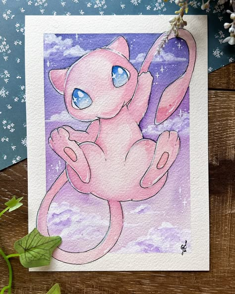 Mew 🌙 Who else never found Mew on any of their Pokemon games as a kid?? 🥺 the only time I got a Mew was once my brother traded one to me 🥰 thanks, bro!! #pokemontcg #mewpokemon #mythicalpokemon #psychictypepokemon #legendarypokemon #pokemonfanart #pokemonpainting #pokemonillustration Pokemon Drawing Reference, Mew Art Pokemon, Cute Pokemon Paintings, Mew Painting, Mew Pokemon Art, Mew Sketch, Easy Drawings Animals, Mew Drawing, Pokémon Painting