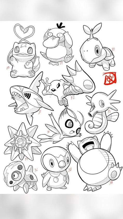 Pokémon Flash Tattoo, Pokémon Tattoo Ideas, Tattoo Flash Art Anime, Pokémon Doodle, Pokemon Doodle Art, Anime Tattoo Flash, Pokémon Flash, Kawaii Flash Tattoo, Pokemon Flash Tattoo