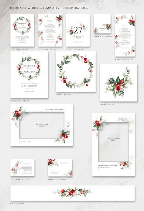 Xmas Wedding Invitations, Christmas Save The Date Ideas, Christmas Wedding Colors, Wedding Invitation Cards Online, Christmas Save The Date, Free Wedding Cards, Watercolour Cards, Christmas Wedding Invitations, Xmas Theme