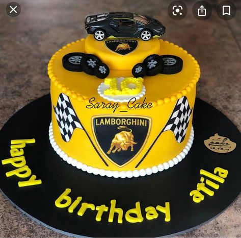 Lamborghini Cake, Mustang Cake, Bmw Cake, Birthday Cake Kids Boys, Truck Birthday Cakes, Cars Birthday Cake, Happy Birthday Man, 10 Birthday Cake, Cake For Husband