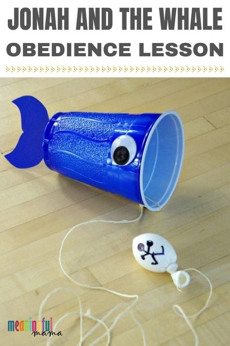 Obedience Craft, Jonah And The Whale Craft, Whale Craft, Toddler Sunday School, Vacation Bible School Craft, Kids Church Activities, Whale Crafts, Sunday School Projects, Kids Church Lessons