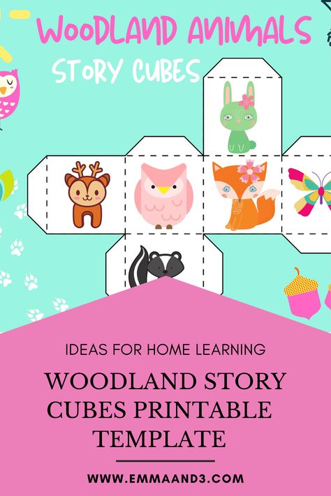 Are you looking for ideas and activities to support and develop literacy skills in primary KS1 and KS2 children? Then using my DIY free printable for woodland story cubes will inspire your young writers in their home learning Story Cubes Printable Free, Linking Cubes Activities Free Printables, Storytelling Ideas, Cube Template, Work Games, Story Cubes, Teamwork Skills, Improve Vocabulary, Create Your Own Character