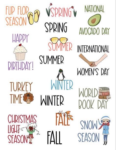 Digital Calendar Stickers, Spring Digital Stickers, October Digital Stickers, Weather Digital Stickers, January Digital Planner Stickers, Digital Stickers For Goodnotes, Planner Apps, Digital Stickers Goodnotes, Winter Planner Stickers