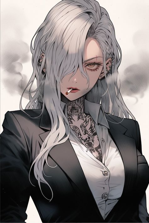 Smoke Anime Mafia Female Boss, Mafia Women Anime, Mafia Women Boss, Female Mafia Boss Anime, Anime Mafia Female, Mafia Boss Woman, Female Mafia Art, Mafia Lady, Mafia Character