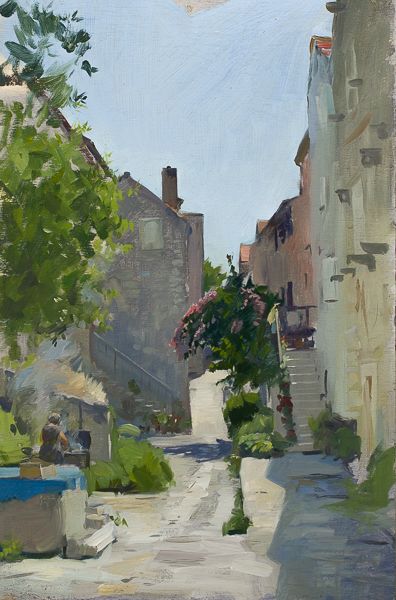 Plein air painting of a BBQ in Mali Ston, Croatia. Building Painting, Plein Air Landscape, Plein Air Paintings, Traditional Paintings, Seascape Paintings, British Artist, Portrait Artist, Street Scenes, Urban Landscape