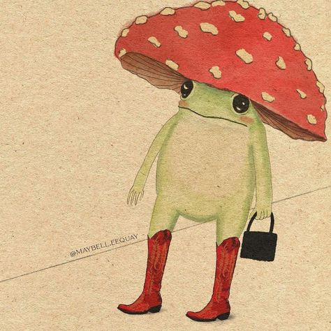 Frog Aesthetic, Mushroom Frog, Frog Drawing, Mushroom Hat, Hippie Painting, Artist Sketchbook, Frog Art, Tattoo Art Drawings, Fancy Shoes