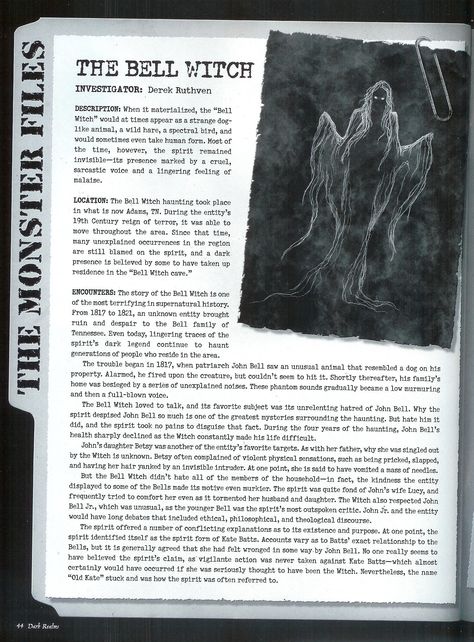 The Bell Witch pg 1 #unbreakable #thelegionseries #kamigarcia #YAbooks #supernatural #paranormal #ghosthunting The Bell Witch, Horror Things, Bell Witch, Supernatural Creatures, Mythical Monsters, History Queen, Monster Legends, Creepy Facts, Strange History