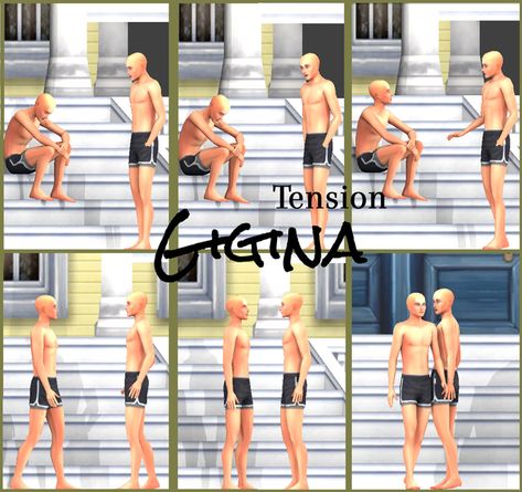 {Gigina} Tension | Gigina on Patreon Ts4 Talking Poses, Ts4 Story Poses, Sims 4 Stories, Ts4 Poses, Sims Stories, 4 Poses, Group Poses, Sims4 Clothes, Sims 1