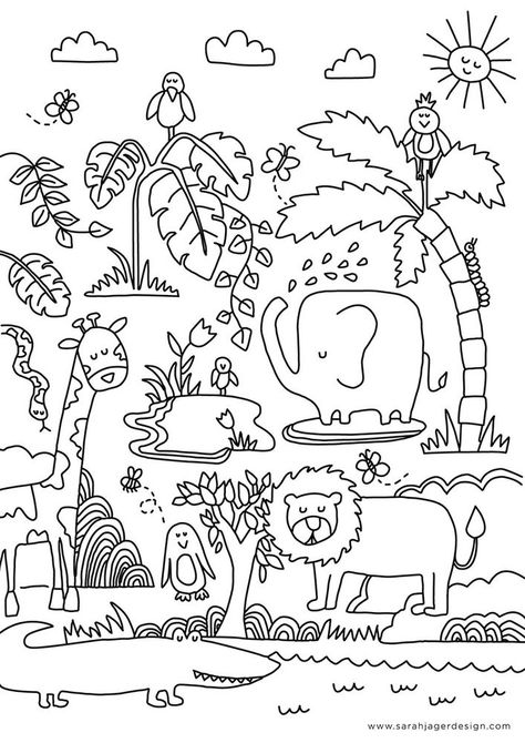 Jungle Activities, Jungle Coloring Pages, Jungle Drawing, Jungle Pictures, Zoo Coloring Pages, Worksheet Coloring, Animals Jungle, Animals Printable, Kids Animals