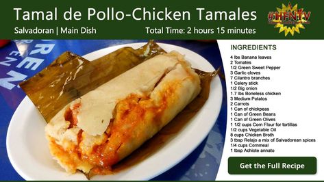 These Tamal de Pollo or Chicken Tamales are a Salvadoran recipe made of a savory corn batter with a filling of chicken and vegetable covered in a juicy and delicious Recaudo sauce. Salvadoran Tamales Recipe, Easy Tamales Recipe, Tamales Ingredients, Easy Tamales, Salvadoran Food, Salvadorian Food, Recetas Salvadorenas, Pork Tamales, Chicken Tamales