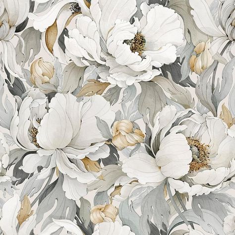 MuralPeel White Poppies Floral Modern Grey Peonies Flowers Peel and Stick Wallpaper Self Adhesive Removable Easy Peel Off Stick on Wall Paper for Bedroom Renter - Amazon.com White Poppies, Ethnic Pattern Design, Normal Wallpaper, Peony Wallpaper, White Poppy, Black And White Wallpaper, Wallpaper Size, Unique Paintings, Ethnic Patterns