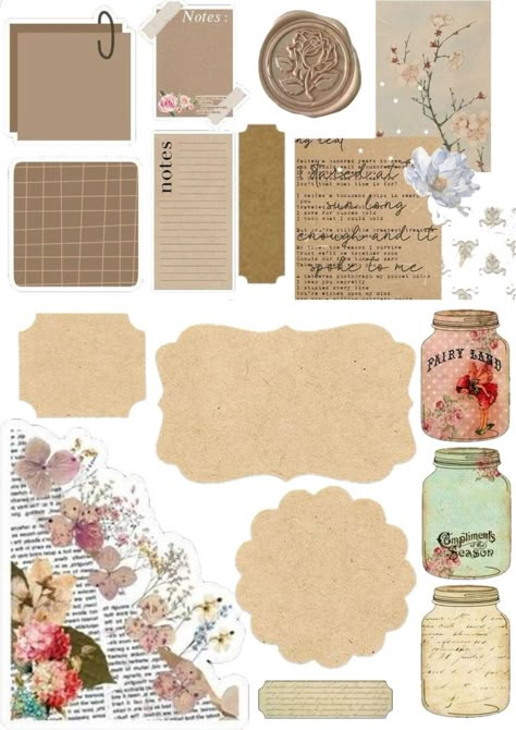 Vintage Aesthetic Stickers Printables, Kertas Vintage, Vintage Paper Printable, Vintage Scrapbook Paper, Seni Vintage, Scrapbook Printing, Diy Birthday Gifts For Friends, صفحات التلوين, Diy Journal Books