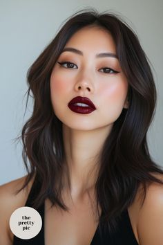 Statement Lip Makeup, Dark Autumn Dramatic, Fall Makeup Dark Lips, Fall Makeup Look 2024, Fall Looks Makeup, Autumn Glam Makeup, Everyday Fall Makeup, Wedding Makeup For Red Hair, Autumn Makeup Looks Natural