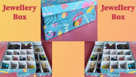 Diy Jewelry Organizer Box Cardboard, Diy Jewelry Organizer Box, Wind Spinners Diy, Diy Jewelry Organizer, Spinners Diy, Cardboard Cartons, Jewelry Display Case, At Home Diy, Jewelry Box Diy