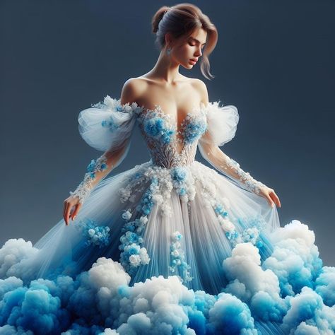 Air Costume Element, Clouds Outfit, Sky Costume, Textiles Moodboard, Cloud Fashion, Cloud Costume, Cinderella Pictures, Air Dress, Rain Season