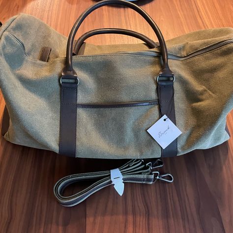 Brouck & Co Vintage Style Khaki Duffel Bag. Comes With Long Shoulder Strap And Interior Pockets. Brand New, Never Used. Canvas Duffle Bag, Leather Duffel Bag, Duffel Bags, Duffel Bag, Duffle Bag, Vintage Style, Shoulder Strap, Vintage Fashion, Man Shop