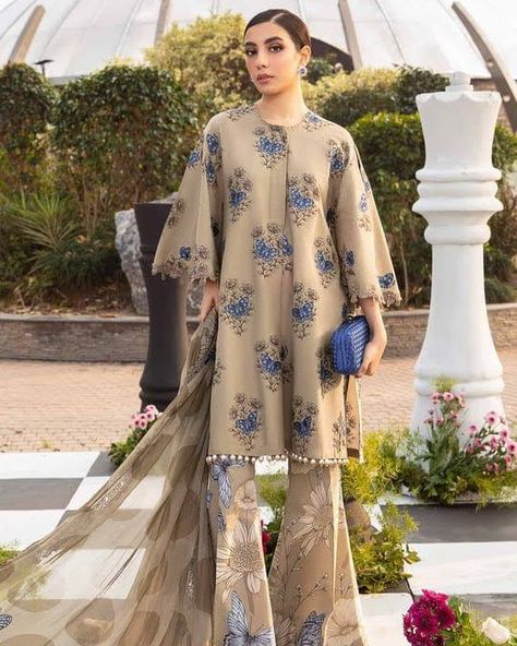 For online booking +92 322 2309626 +92 310 0225488 Price 3250/-\ Printed lawn front with heavy embroidered lneckline with embroidered work daman boarder Printed lawn back Printed lawn sleeves Printed chiffon dupatta printed cambric trouser Follow this link to view our catalog on WhatsApp: https://wa.me/c/923100225488 Subscribe Our YouTube Channel : https://www.youtube.com/channel/UC3jHPLAX8F5xHeqGsksrmeA Facebook : https://www.facebook.com/ZRCollection1 Instagram : https://www.instagram.... Lawn Dress Design Ideas, Pakistani Summer Dresses, Lawn Dress Design, Lawn Suit, Pakistani Fancy Dresses, Pakistani Dresses Casual, Lawn Dress, Salwar Kamiz, Chiffon Collection