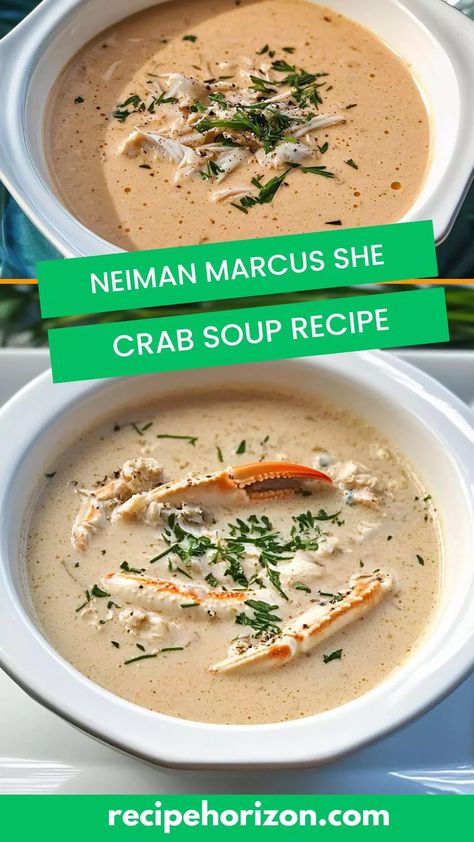 Delight in the Neiman Marcus she crab soup recipe, featuring rich flavors, creamy texture, and sweet crab meat. A luxurious seafood favorite! She Crab Soup Recipe, Crab Soup Recipe, Crab Soup Recipes, Seafood Soup Recipes, She Crab Soup, Bisque Soup, Crab Bisque, Italian Cream Cakes, Crab Soup