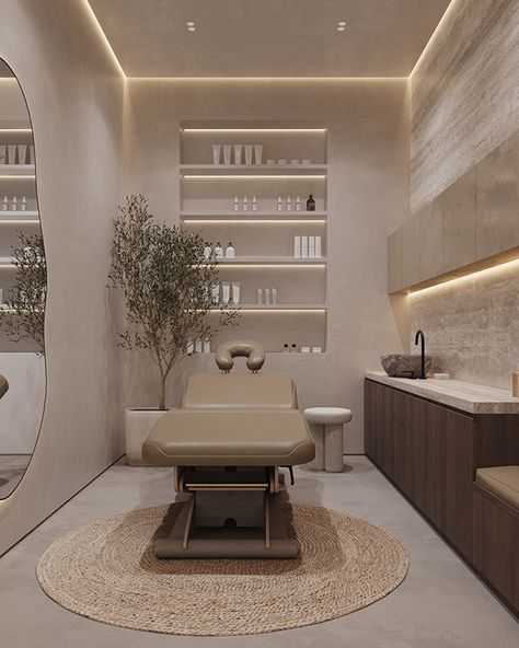 Beauty space :: Behance Skincare Salon Design, Facial Studio Decor, Brow Artist Room Ideas, Salon Suite Decor Esthetician, At Home Beauty Salon Room, Beauty Spa Interior Design, Esthetics Room Decor, House Esthetics, Brow Salon Ideas