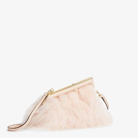 Fendi First Bag, Fendi Fur, Fendi First, Fendi Logo Design, Fendi Store, Fur Clutch, Pink Fox, Fendi Logo, Fur Bag