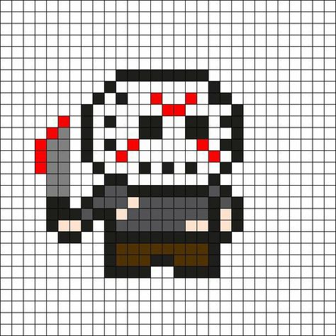 Jason Perler Beads, Ghost Face Perler Bead Pattern, Perler Bead Patterns Horror, Horror Perler Beads, Horror Pixel Art, Halloween Perler Bead Patterns, Pixel Art Halloween, Halloween Perler, Easy Perler Beads Ideas