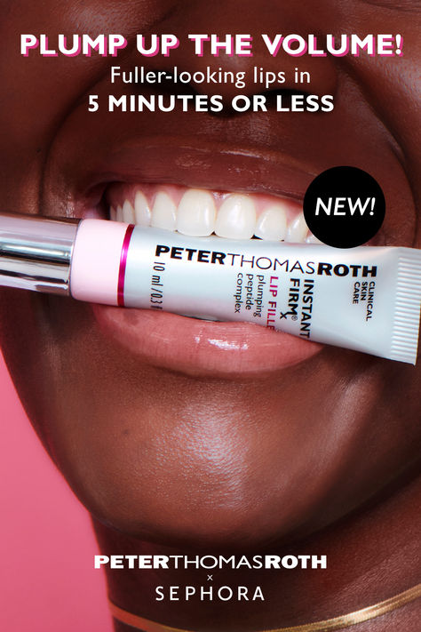 Wear NEW Instant FIRMx® Lip FIller alone or under lip color for lips that appear fuller with enhanced volume. Available at Sephora. Face Cream For Wrinkles, Wrinkle Filler, Erase Wrinkles, Lip Filler, Nice Lips, Diy Skin Care Recipes, Skin Care Wrinkles, Peter Thomas Roth, Skin Care Clinic