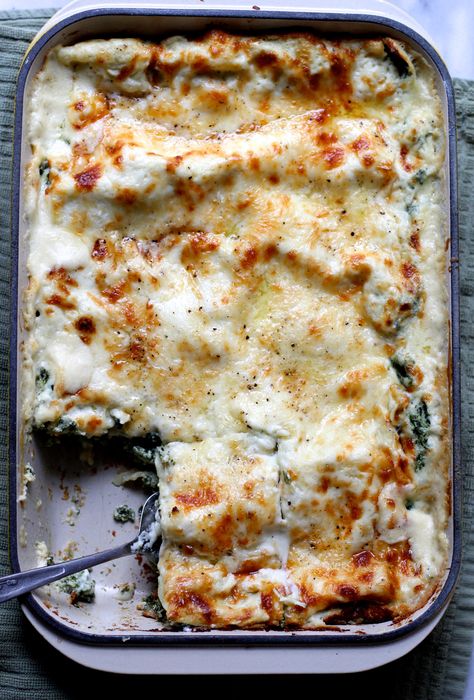 White Spinach Lasagna White Spinach Lasagna, White Lasagna, Vegetarian Lasagna, Vegetable Lasagna, Spinach Lasagna, Lasagna Recipe, Meatless Meals, Casserole Dish, Vegetarian Dishes