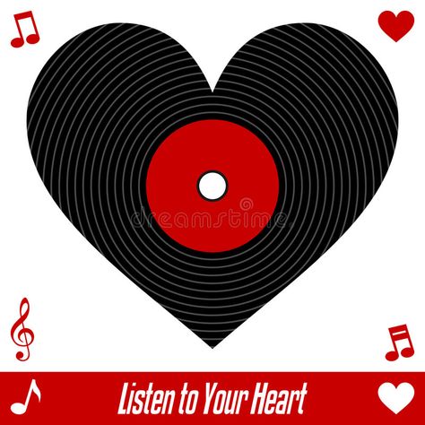 Music Disc Drawing, Heart Shaped Record, Listen To Your Heart, Saint Valentine, Business Advertising Design, Business Advertising, Vinyl Lp, Advertising Design, Listening To You