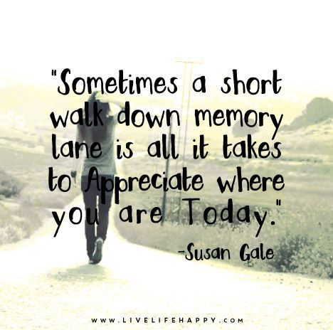 Sometimes a short walk down memory lane is all it takes to appreciate where you are today. Down Memory Lane Quotes, Memory Lane Quotes, Party Hard Quote, Drifted Apart, Divorce Coaching, Greg Laurie, Divorce Support, Walk Down Memory Lane, Live Life Happy