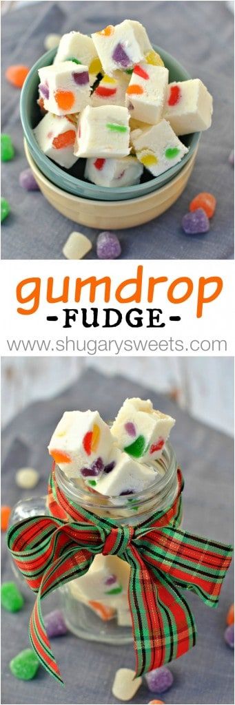 Gumdrop Fudge recipe- soft vanilla fudge filled with colorful chewy, fruity gumdrops Gumdrop Fudge, Gumdrop Candy, Gum Drop, Christmas Fudge, Shugary Sweets, Vanilla Fudge, Candy Truffles, Dessert Aux Fruits, Recipes Delicious