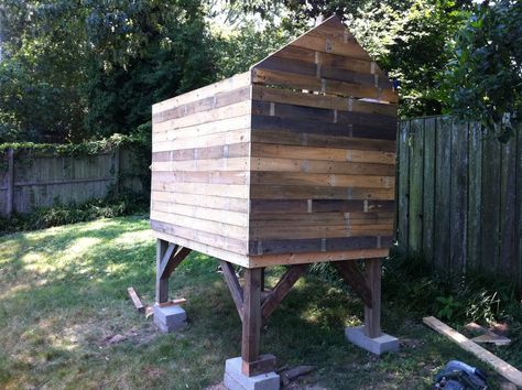 My 4x6 Pallet Coop Build (Completed, PIC HEAVY) | Page 2 | BackYard Chickens Easy Diy Coop, How To Build A Chicken Coop Easy, Pallet Chicken Coop, Pallet Coop, Chicken Coop Ideas, Katt Diy, Cheap Chicken Coops, Urban Chicken Farming, Chicken Coop Pallets