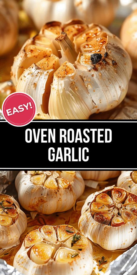 Oven Roasted Garlic is delicious and goes with everything. Roasting a clove of garlic mellows the flavor, making it the perfect spread or topping. Whole Garlic Roasted, Toasted Garlic Cloves, Bake Garlic Cloves, Roast Garlic In Oven With Foil, Roasted Garlic In Oven, How To Roast Garlic In The Oven, Oven Roasted Garlic Cloves, Roast Garlic In Oven, Roasted Garlic Spread Recipe