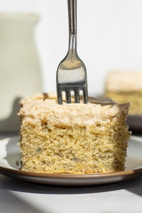 Banana Cake with Brown Butter Cream Cheese Icing - Kitchen-by-the-Sea Banana Cake With Brown Butter Frosting, Butter Cream Cheese Icing, Brown Butter Cream Cheese, Butter Stick, Brown Butter Frosting, Butter Cream Cheese Frosting, Banana Buttermilk, Browned Butter, Butter Frosting