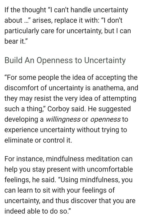 Tolerating uncertainty - https://psychcentral.com/lib/tips-on-tolerating-uncertainty/ Get Over It, Psychology, Vision Board, I Can, Feelings, Health