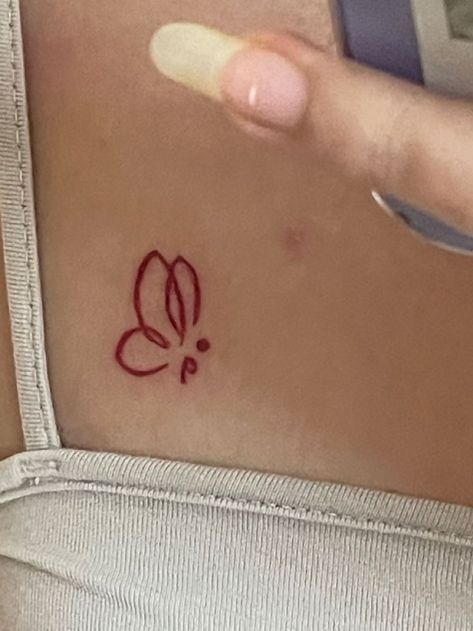 Red Heart Semicolon Tattoo, Red Ink Semicolon Tattoo, Small Butterfly Semicolon Tattoo, Semicolons Aesthetic Butterfly, Butterfly Semicolon Tattoo, Tattoo Semicolon, Butterfly Semicolon, Lil Tattoos, Basic Tattoos