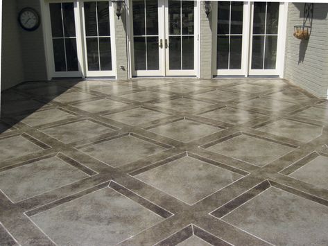 Decorative Concrete Patio, Ashlar Pattern, Concrete Tile Floor, Mission Tile, Painted Concrete Floors, Tiles Ideas, Victorian Tiles, Decor Logo, Patterned Floor Tiles