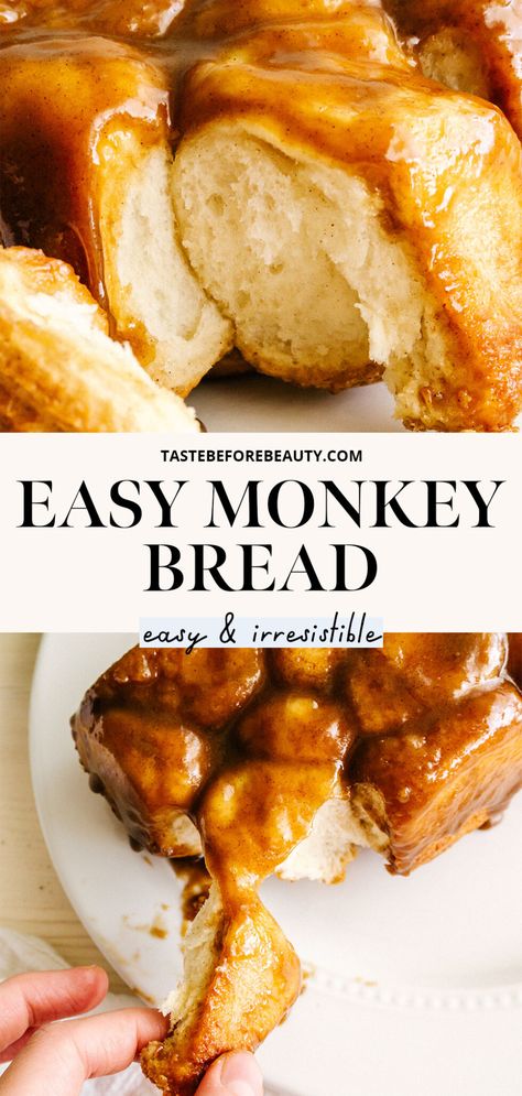 Easy Monkey Bread - Taste Before Beauty Sweet Monkey Bread, Monkey Bread With Frozen Dinner Rolls, Monkey Bread Loaf, Butterscotch Monkey Bread, Grands Monkey Bread, Overnight Monkey Bread, Gooey Monkey Bread, Monkey Bread From Scratch, Monkey Bread Recipe Easy