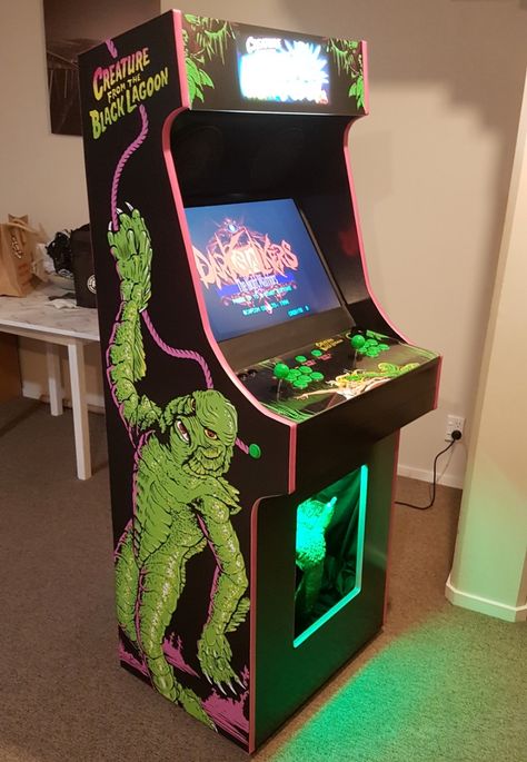 Creature From The Black Lagoon Tattoo, Haunted Arcade, Black Lagoon Tattoo, Lagoon Tattoo, Diy Arcade Cabinet, Retro Arcade Machine, Creature From The Black Lagoon, The Black Lagoon, Arcade Cabinet