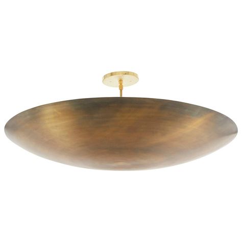 The Alta brass dome chandelier features a spun metal shade with a brass canopy and rod. The shade is available in brass or powdercoated metal finishes. Shown here in Antiqued Brass. Available finishes may vary. Can be made to order in your choice of finish with a 6-8 week lead time. The Lawson-Fenning Collection is designed and handmade in Los Angeles, California. Dome Chandelier, Starburst Light, Lawson Fenning, Vintage Chandeliers, Flush Mount Chandelier, Dome Pendant Lighting, Industrial Chandelier, Italian Chandelier, Modern Chandeliers