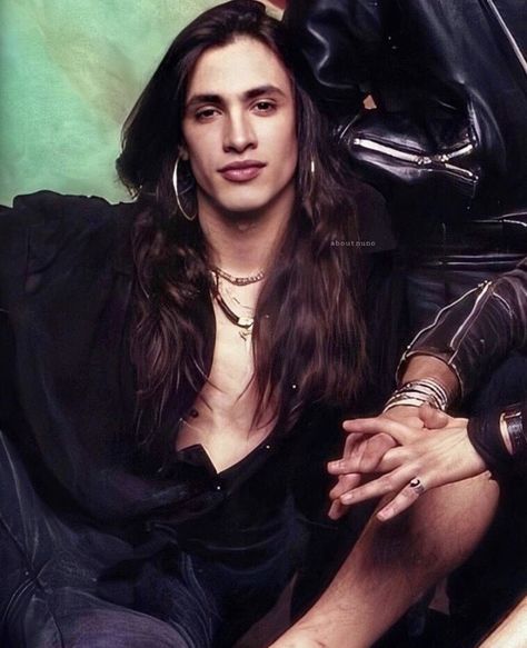 Nuno Bettencourt 90s, Man Long Black Hair, Goth Guys With Long Hair, Black Male Face Claims, Boyfriend Core, Rock Boy, Metalhead Guy, Man With Long Hair, Billy Wirth