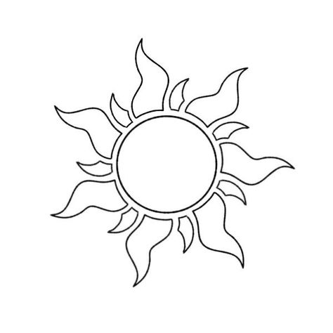 Tangled Sun Drawing, Sol Rapunzel, Sun From Tangled, Rapunzel Tattoo Ideas, Tangled Sun Tattoo, Rapunzel Tattoo, Sun Stencil, Sun Doodle, Dark Disney Tattoo