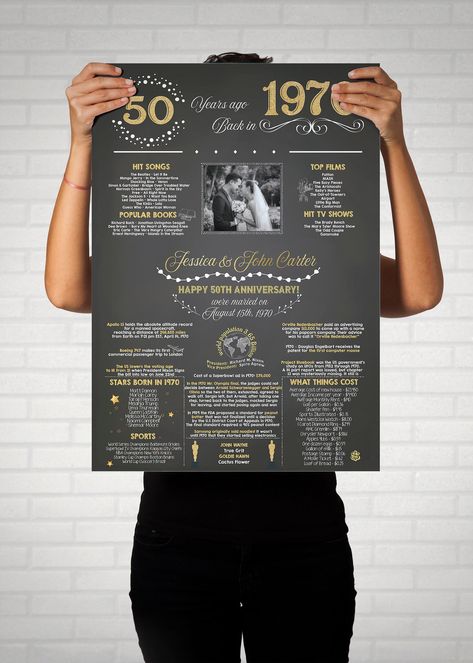 50th Anniversary Party Activities, 50th Anniversary Table Decorations, Wedding Anniversary Gifts For Parents, 50th Wedding Anniversary Gifts, Golden Anniversary Party, 60th Birthday Poster, 50th Wedding Anniversary Decorations, 25 Anniversary, Happy 50th Anniversary