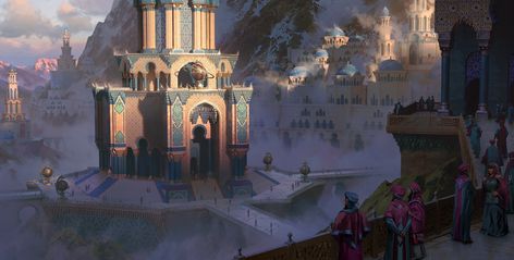 Sun Castle, Sun Palace, Fantasy Cities, Fantasy Kingdom, Fantasy Scenery, Bg Design, Dream Fantasy, Fiction Idea, Environment Art