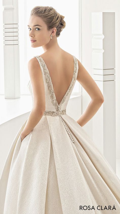 Wedding Dress Pockets, Rosa Clara Wedding Dresses, Timeless Wedding Dress, Wedding Dress With Pockets, Dress Pockets, Bateau Neck, Beauty Dress, Wedding Dress Couture, Wedding Dress Trends