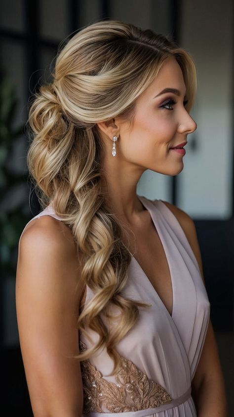 Elevate your bridal look with these stunning bridesmaid hairstyles for long hair From Half Updos to Loose Curls and Simple Updos there's a style for every brunette blonde or redhead Whether you're aiming for a casual wedding or an elegant affair these Half Up Half Down styles are perfect Achieve that effortless boho vibe with these easy yet beautiful hairdos Perfect for bridesmaids looking for a chic and romantic hairstyle Simple Elegant Bridal Hair, Low Pony Bridesmaid, Bridal Hair Blonde, Pageant Hair Updo, Long Hair Bridal, Wedding Ponytail Hairstyles, Long Wedding Hair, Wedding Ponytail, Pageant Hair