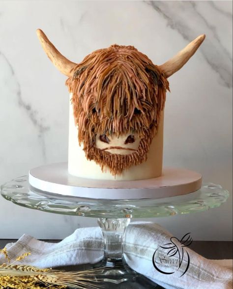 The Sweet Dragonfly - Wyoming Yak Birthday Cake, Highland Cow Buttercream Cake, Highland Cow Cake, Cow Birthday Cake, Cow Cupcakes, Delicious Food Image, Cow Cookies, Cow Cakes, Baby Highland Cow