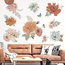 Boho Flower Painting, Tiles Furniture, Flower Wall Decals, Wooden Painting, Peeling Paint, Butterfly Wall Stickers, Wall Stickers Living Room, Mural Floral, Butterfly Wall