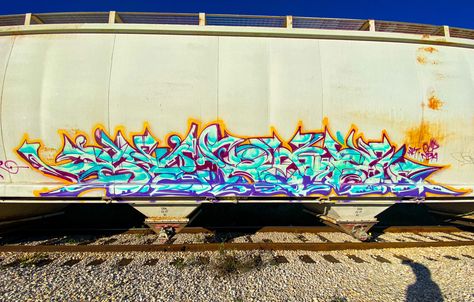 #graffiti #art #artwork #railroad #train Graffiti Train Drawing, Graffiti On Trains, Freight Train Graffiti, Graffiti Bridge, Train Graffiti, Graffiti On Abandoned Buildings, Graffiti Lettering, Street Art Graffiti, Street Art