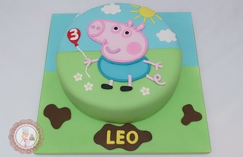 George pig cake Tortas Peppa Pig, George Pig Cake, George Pig Birthday Party, George Pig Party, George Pig Birthday, Pig Cakes, 4de Verjaardag, Peppa Pig Birthday Cake, Peppa Party