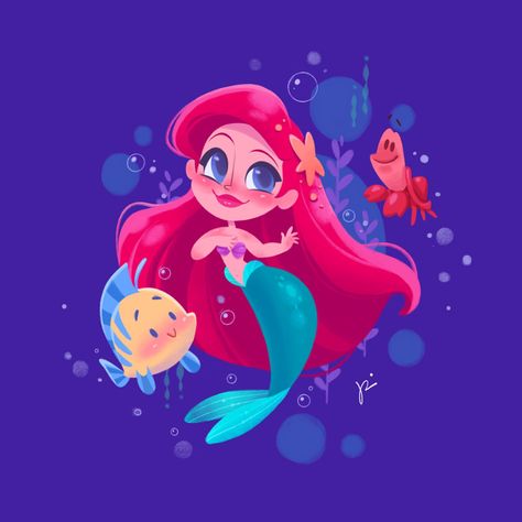 The little mermaid on Behance Disney Girl Characters, Ariel Fanart, Painting Graphic Design, Painting Procreate, Disney Illustration, Book Illustration Art, Banner Images, Ariel The Little Mermaid, Procreate App